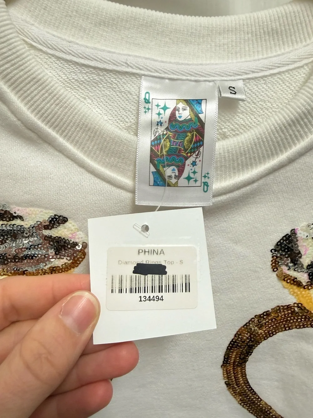 NWT Queen of Sparkles White Ring Cropped Sweater Top - Picture 3 of 9